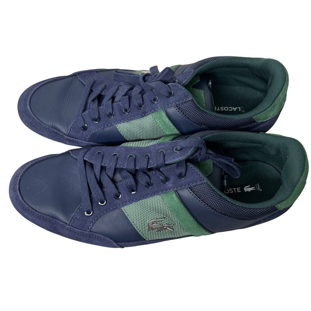Lacoste Men Shoes Chaymon 123 2 Navy Green Leather Casual Sneakers Shoes Sz 11 - Picture 2 of 11